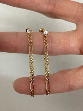 New Vanessa Mooney gold chain dainty CZ earrings